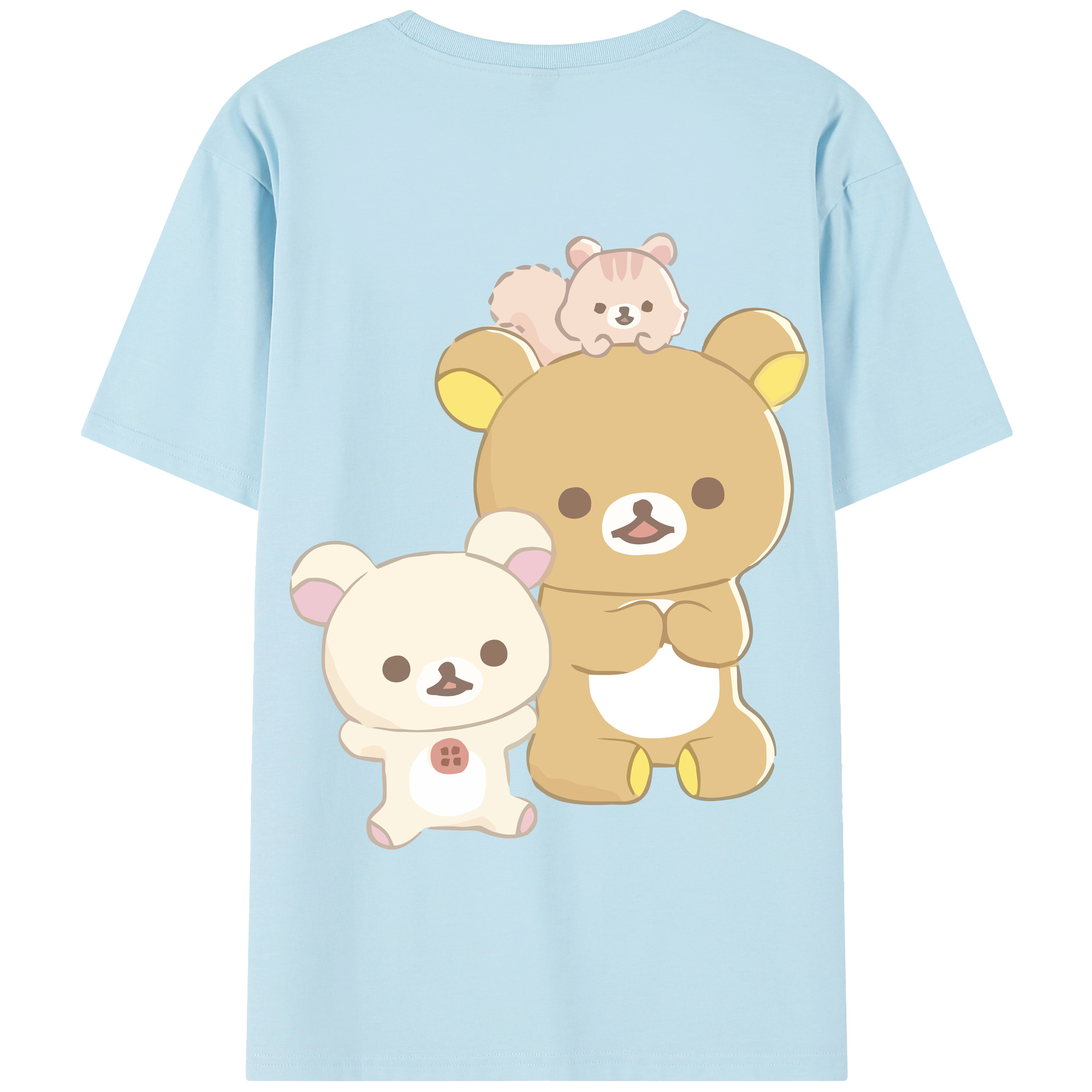 （画像用） リラックマ リラックマ キイロイトリ Rilakkuma Korilakkuma Kiiroitori 綿100％半袖Tシャツ（背面プリント）